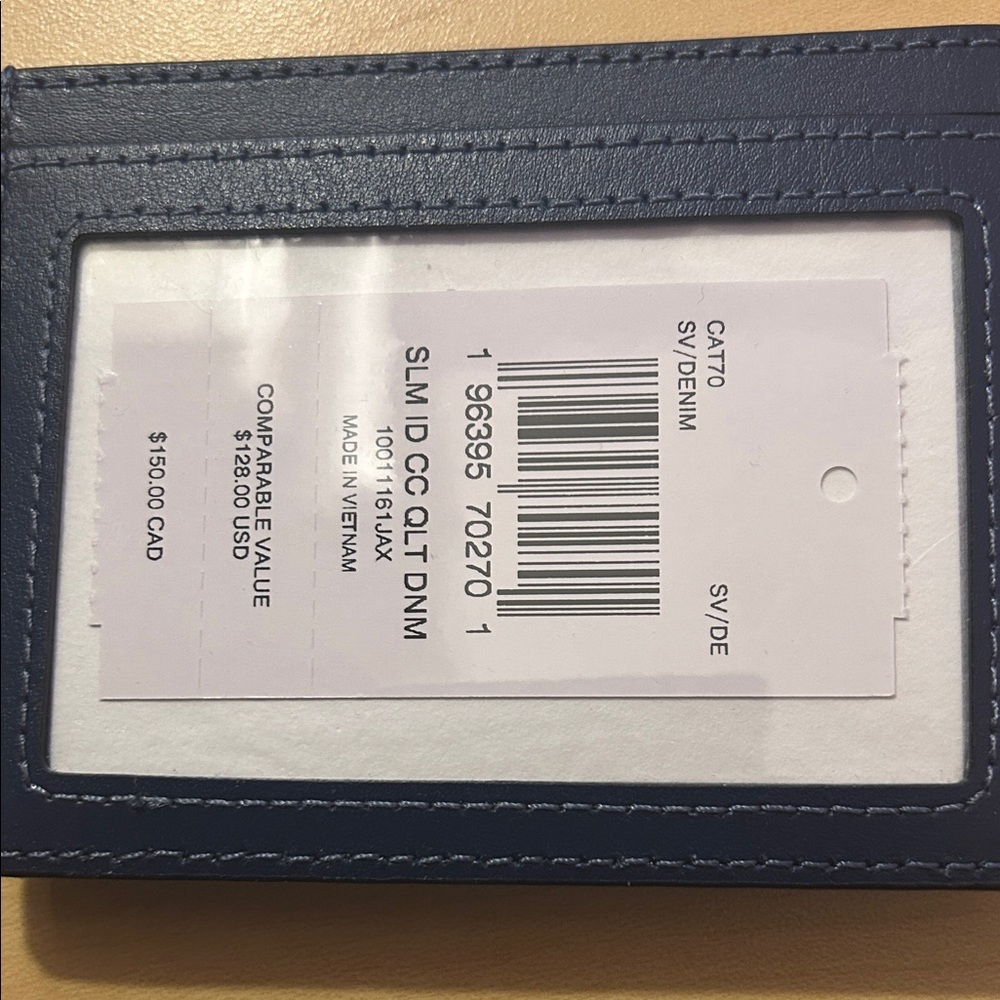 Coach Slim ID Card Case with Silver Hardware & Quilted Denim NWT $128 Retail - Picture 2 of 4